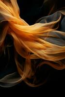 an abstract image of orange and black smoke on a black background generative ai photo