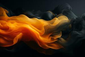 an abstract image of orange and black smoke on a black background generative ai photo