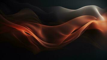 an abstract image of orange and black waves on a black background generative ai photo