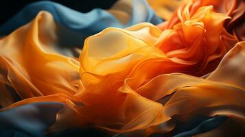 an abstract image of orange and blue fabric generative ai photo