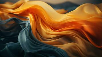 an abstract image of orange and blue fabric generative ai photo