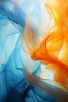 an abstract image of orange and blue smoke generative ai photo