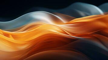 an abstract image of orange and blue waves on a black background generative ai photo