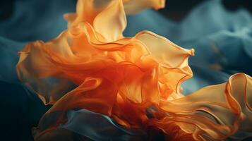 an abstract image of orange and blue smoke generative ai photo
