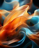 an abstract image of orange and blue waves generative ai photo