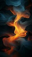 an abstract image of orange and blue smoke generative ai photo