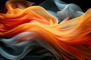 an abstract image of orange blue and black fabric generative ai photo