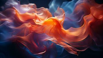 an abstract image of orange and blue smoke generative ai photo