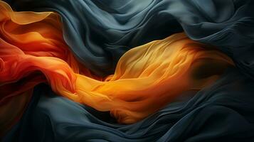 an abstract image of orange blue and black fabric generative ai photo