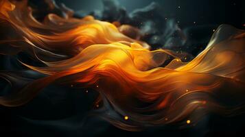 an abstract image of orange flames on a black background generative ai photo