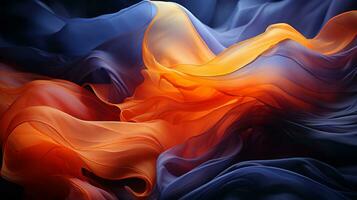 an abstract image of orange blue and black fabric generative ai photo