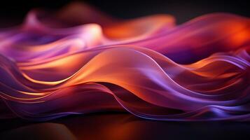 an abstract image of purple and orange waves on a black background generative ai photo