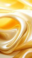 an abstract image of yellow liquid on a white background generative ai photo