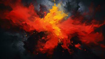 an abstract painting of a red yellow and black explosion generative ai photo