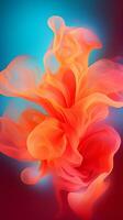 an abstract painting of an orange flower on a blue background generative ai photo