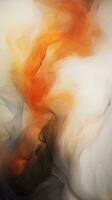 an abstract painting of orange and black smoke generative ai photo