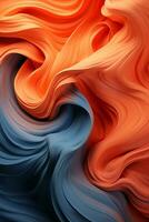 an abstract painting of orange blue and black waves generative ai photo