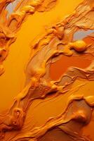 an abstract painting of orange paint on a surface generative ai photo