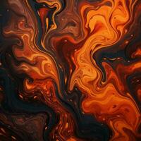 an abstract painting with orange and black swirls generative ai photo
