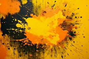 an abstract painting with orange and black paint splatters generative ai photo