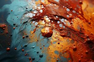 an abstract painting with orange blue and black colors generative ai photo