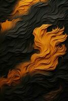 an abstract painting with orange and black swirls generative ai photo