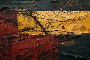 an abstract painting with red yellow and black paint generative ai photo