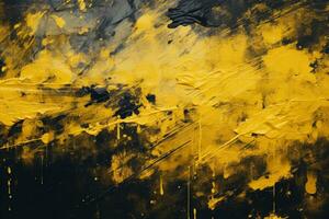 an abstract painting with yellow and black paint generative ai photo