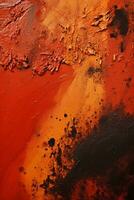 an abstract painting with red orange and black paint generative ai photo