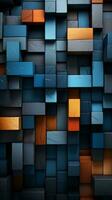 an abstract wall of blue orange and black cubes generative ai photo