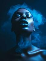 an african woman with smoke coming out of her mouth generative ai photo
