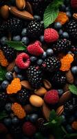 an assortment of berries nuts and almonds generative ai photo