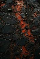 an image of a black and red lava surface generative ai photo