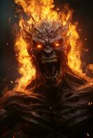 an image of a demon with fire coming out of his mouth generative ai photo