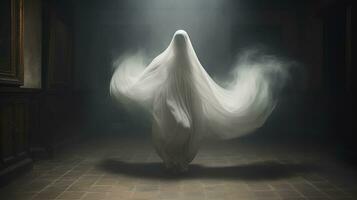 an image of a ghost in a dark room generative ai photo