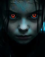 an image of a girl with red eyes generative ai photo