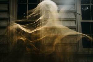 an image of a ghostly figure in front of a house generative ai photo