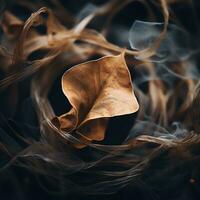 an image of a leaf in the smoke of a fire generative ai photo