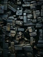an image of a pile of black stones generative ai photo