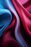 an image of a red and blue silk fabric generative ai photo