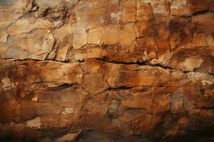 un imagen de un rock pared con marrón pintar en eso generativo ai foto