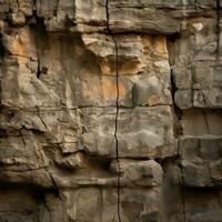 un imagen de un rock pared con grietas en eso generativo ai foto