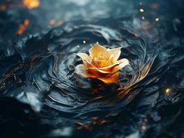 an image of a rose floating in water generative ai photo