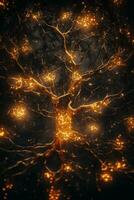 an image of a tree with glowing lights generative ai photo