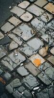 an image of a street that is covered in cobblestones generative ai photo