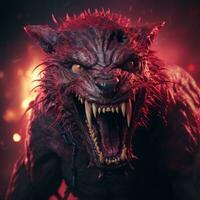 an image of a werewolf with its mouth open generative ai photo