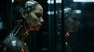 an image of a woman in a robot suit generative ai photo