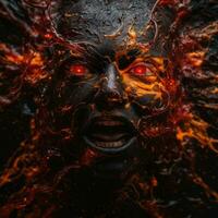 an image of a woman with red eyes and fire coming out of her face generative ai photo