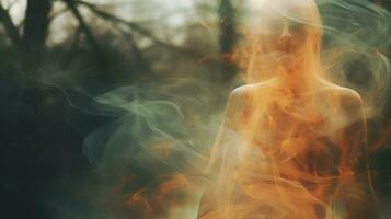 an image of a woman with smoke coming out of her hair generative ai photo