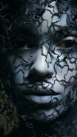 an image of a womans face covered in black vines generative ai photo